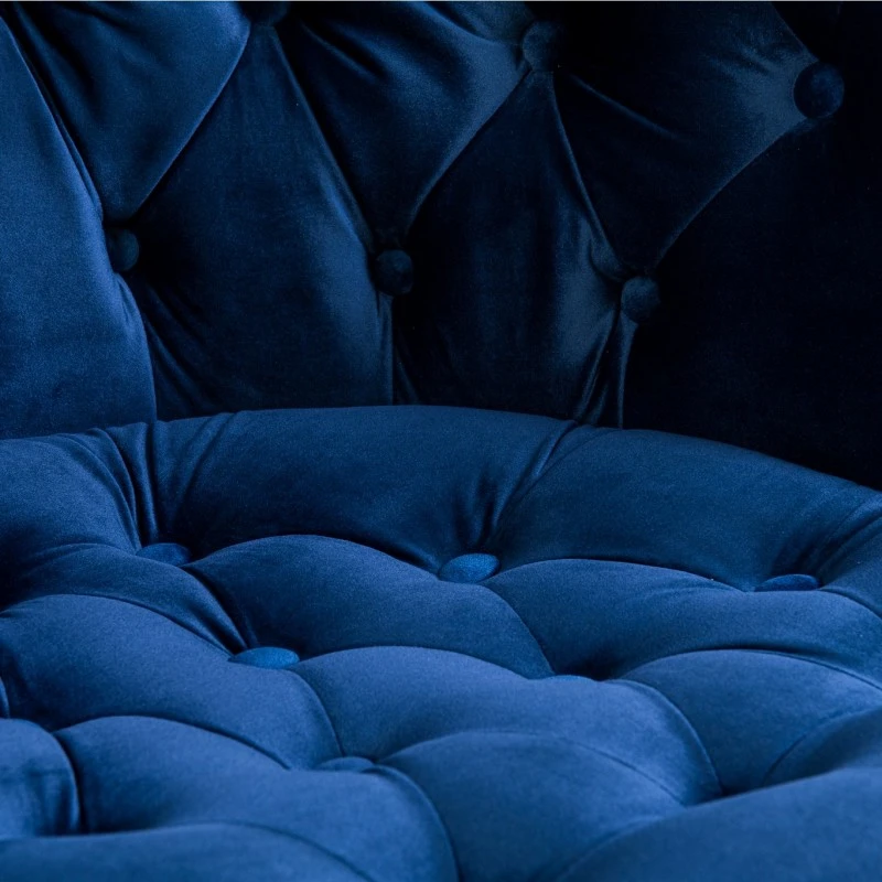 Фотьойл Честърфийлд Людовик, синьо кадифе